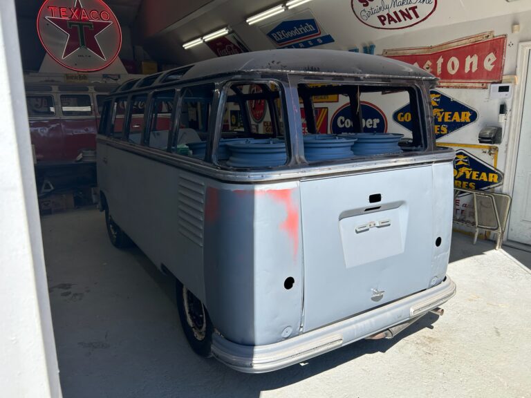 1954 barndoor vw bus arrival at the shop silver lining auto restoration oregon