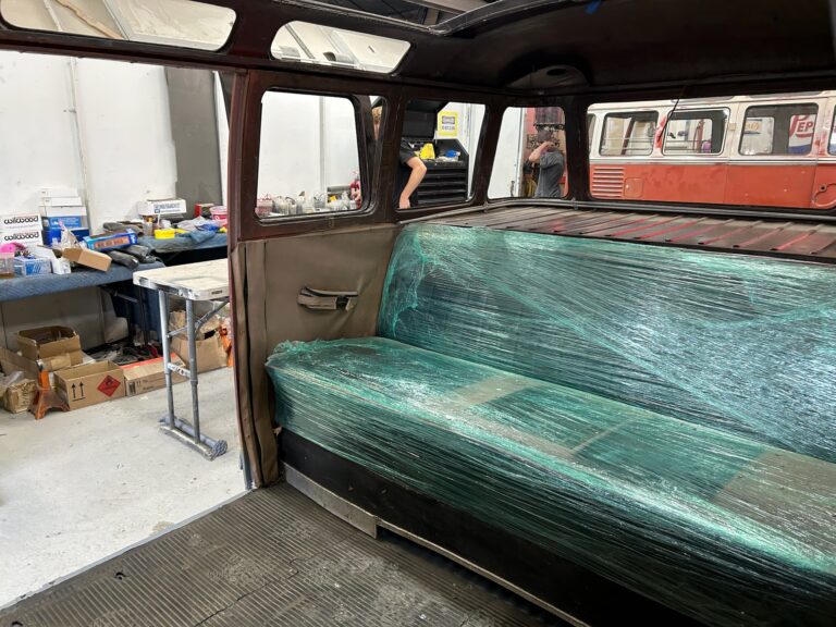 1954 barndoor vw bus arrival at the shop silver lining auto restoration oregon