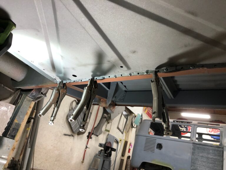 1954 23 window barndoor deluxe vw bus belly pan install silver lining auto restoration