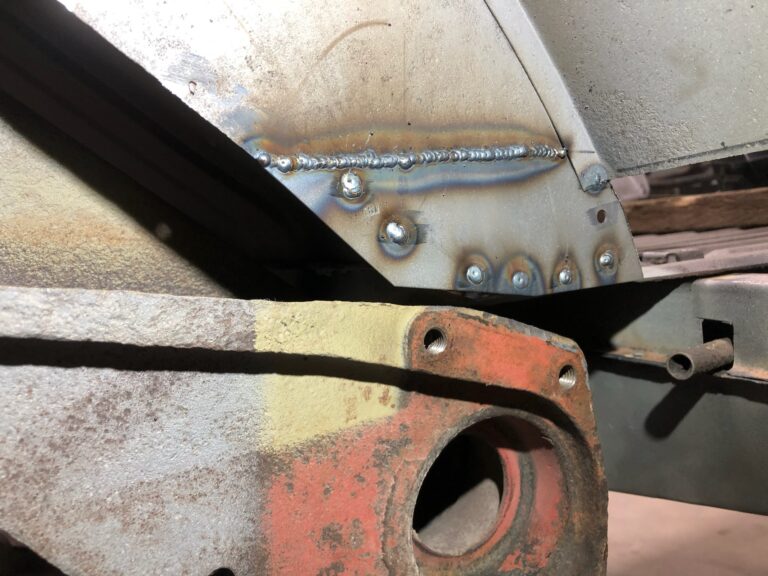 1954 23 window barndoor deluxe vw bus floor and body brace rust repair silver lining auto restoration