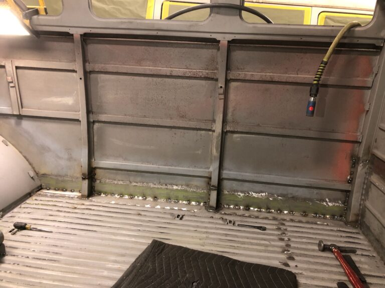 1954 23 window barndoor deluxe vw bus floor and body brace rust repair silver lining auto restoration