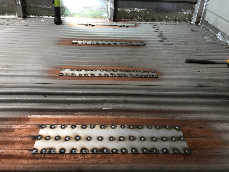 1954 23 window barndoor deluxe vw bus floor and body brace rust repair silver lining auto restoration
