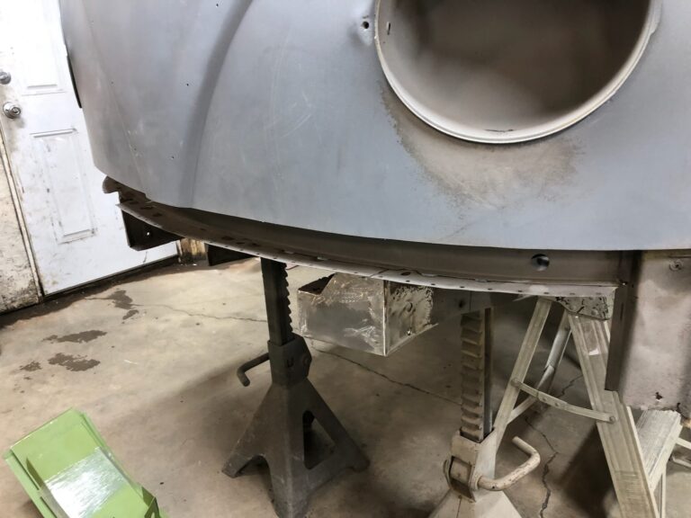 1954 23 window barndoor deluxe vw bus lower nose rust repair silver lining auto restoration