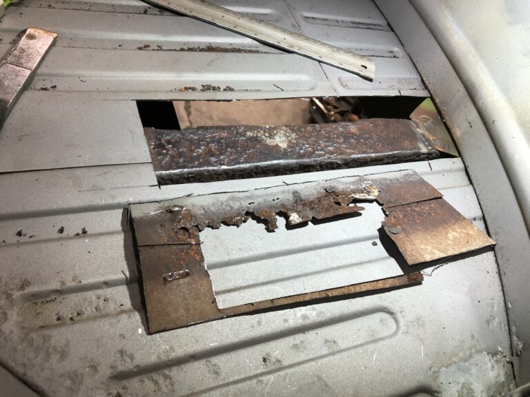 1954 23 window barndoor deluxe vw bus lower nose rust repair silver lining auto restoration
