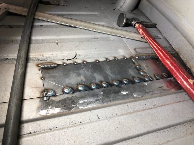 1954 23 window barndoor deluxe vw bus lower nose rust repair silver lining auto restoration