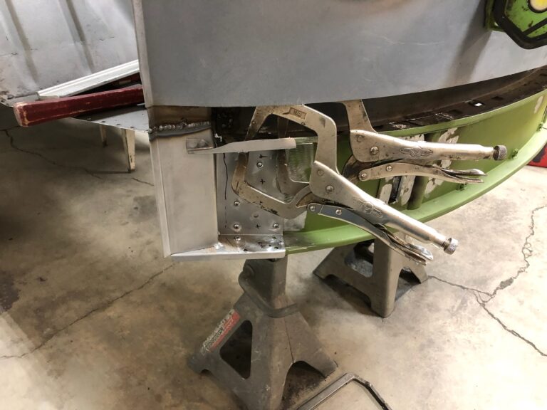 1954 23 window barndoor deluxe vw bus lower nose rust repair silver lining auto restoration