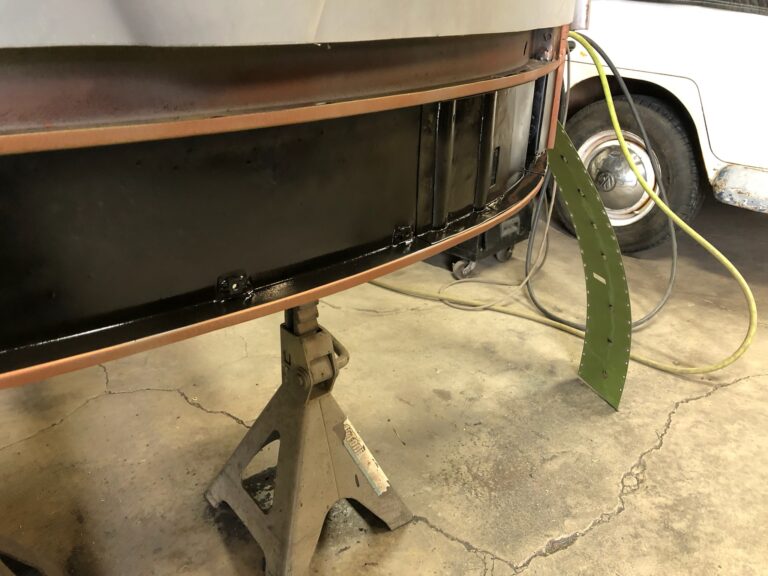 1954 23 window barndoor deluxe vw bus lower nose rust repair silver lining auto restoration