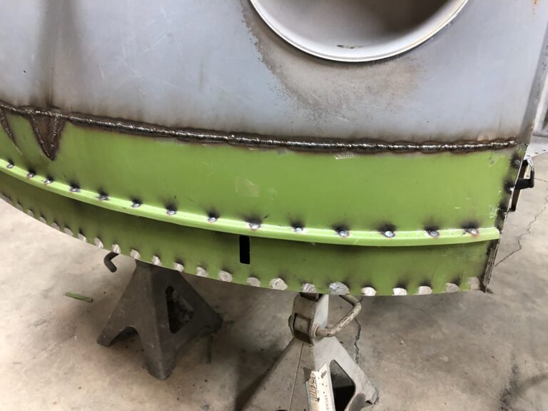 1954 23 window barndoor deluxe vw bus lower nose rust repair silver lining auto restoration