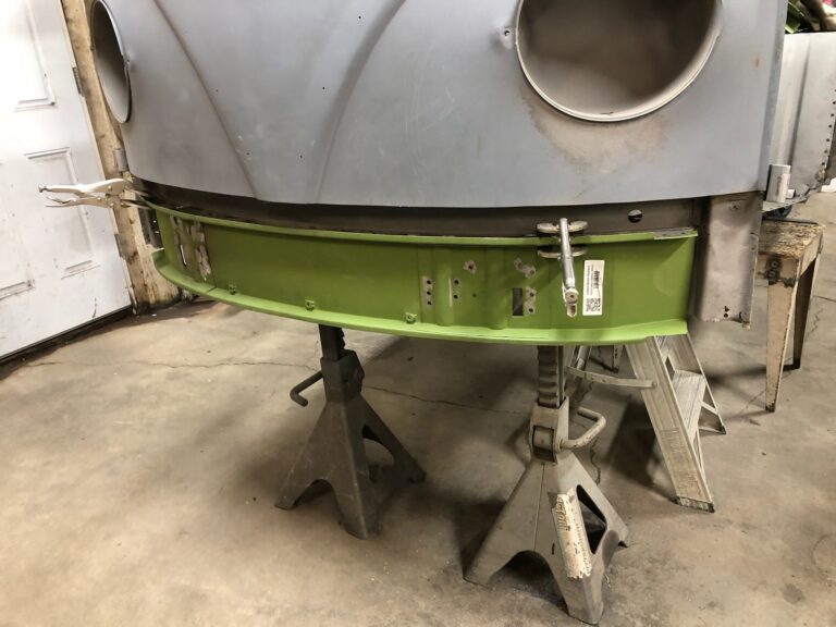 1954 23 window barndoor deluxe vw bus lower nose rust repair silver lining auto restoration
