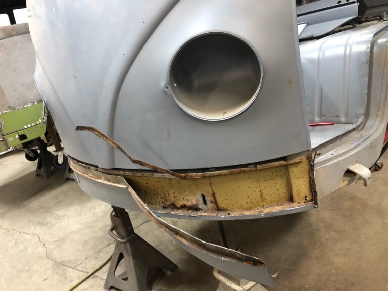 1954 23 window deluxe barndoor vw bus metal work starts silver lining auto restoration