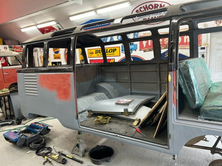 1954 barndoor vw bus tear down silver lining auto restoration oregon