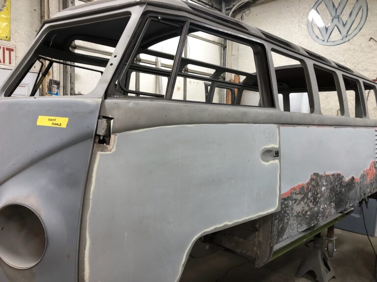 1954 23 window barndoor vw bus chassis rust repair silver lining auto restoration