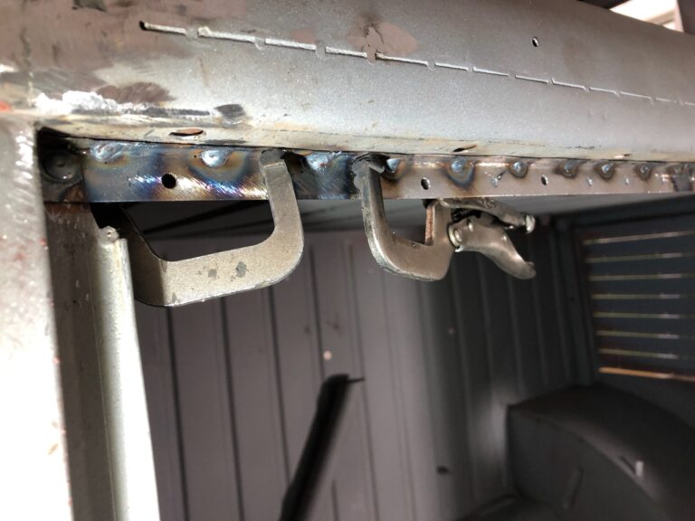 1954 23 window barndoor deluxe vw bus rust repair on corner windows and rear hatch opening silver lining auto restoration