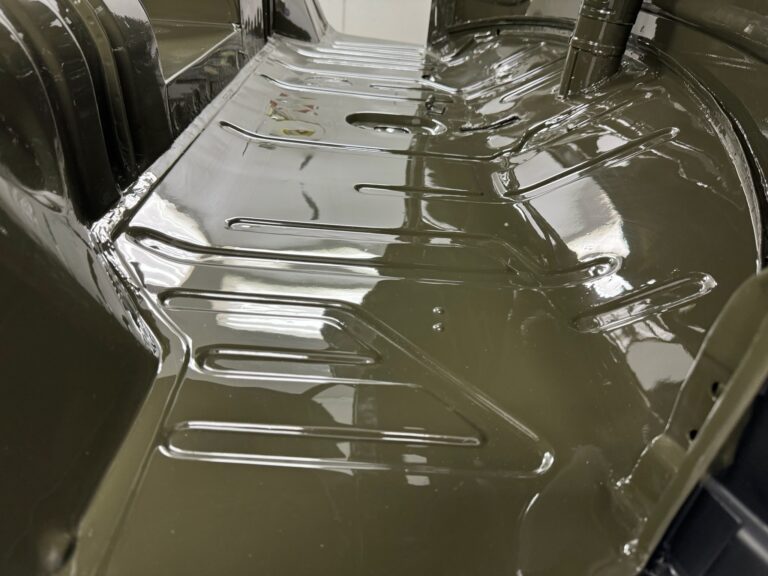 1962 15 window deluxe vw bus interior paint and full paint job silver lining auto restoration oregon