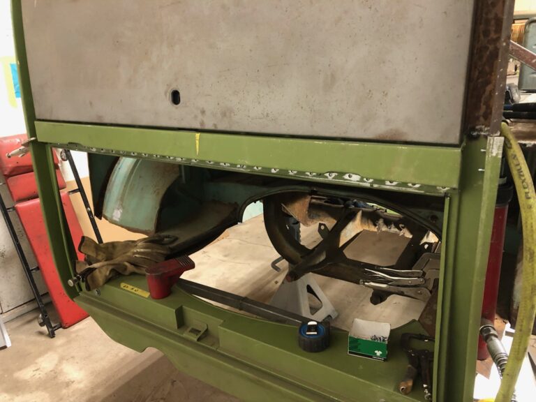 1962 15 window vw deluxe bus metal work continues silver lining auto restoration oregon
