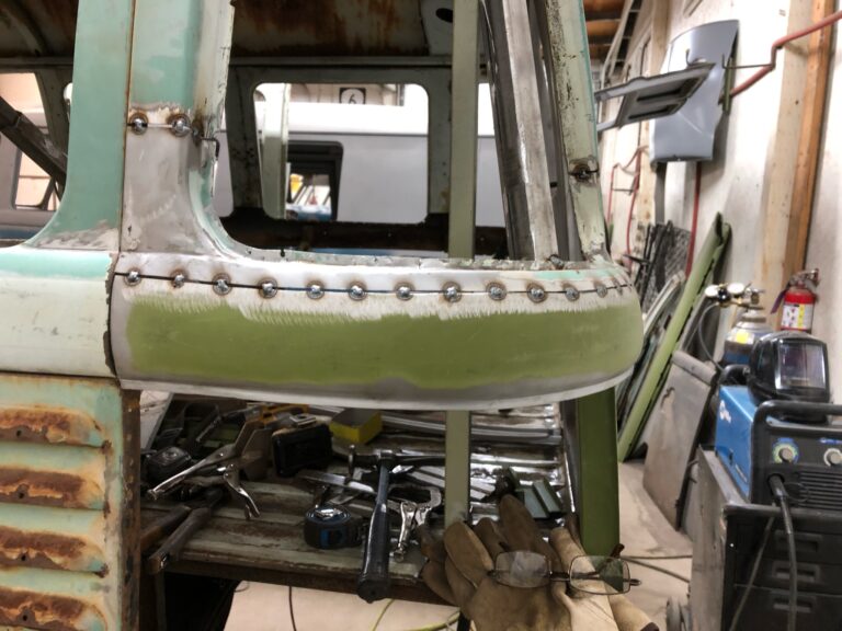 1962 15 window vw deluxe bus metal work continues silver lining auto restoration oregon
