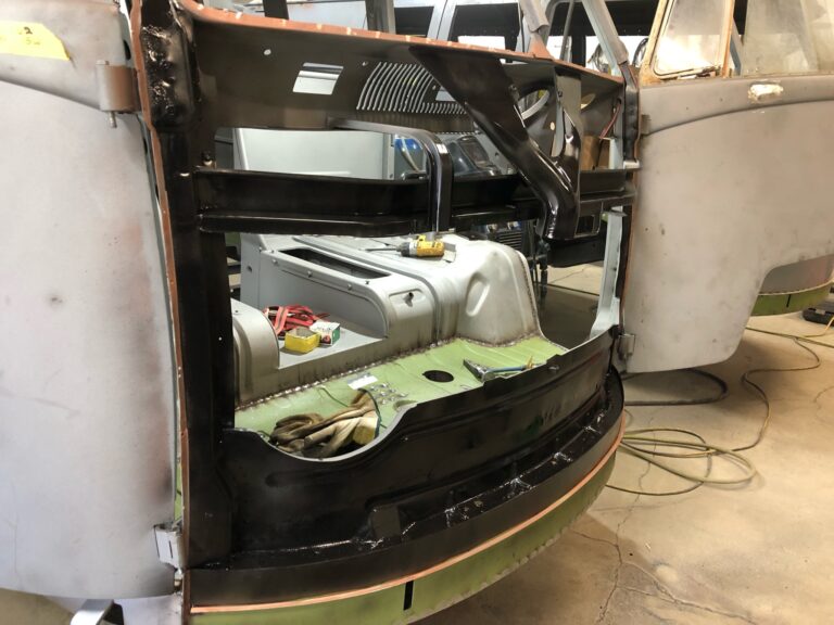 1962 15 window deluxe bus restoration nose replacement and metal work silver lining auto restoration