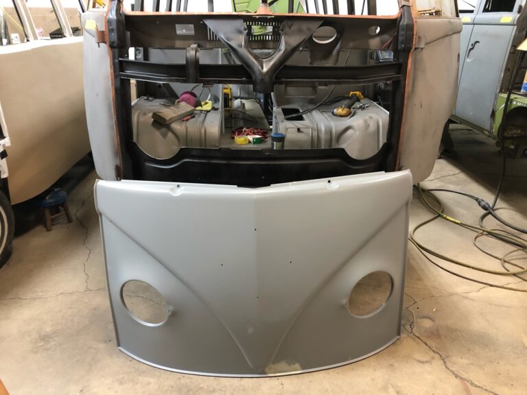 1962 15 window deluxe bus restoration nose replacement and metal work silver lining auto restoration