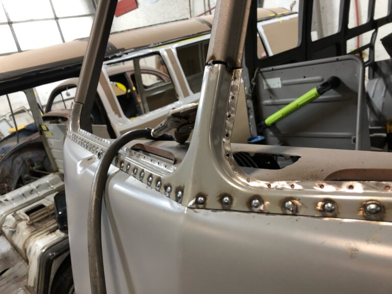 1962 15 window deluxe bus restoration nose replacement and metal work silver lining auto restoration