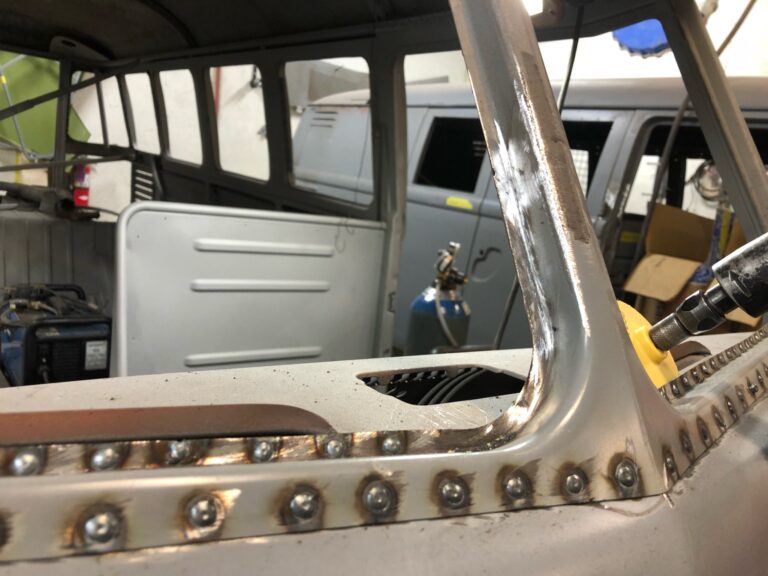 1962 15 window deluxe bus restoration nose replacement and metal work silver lining auto restoration