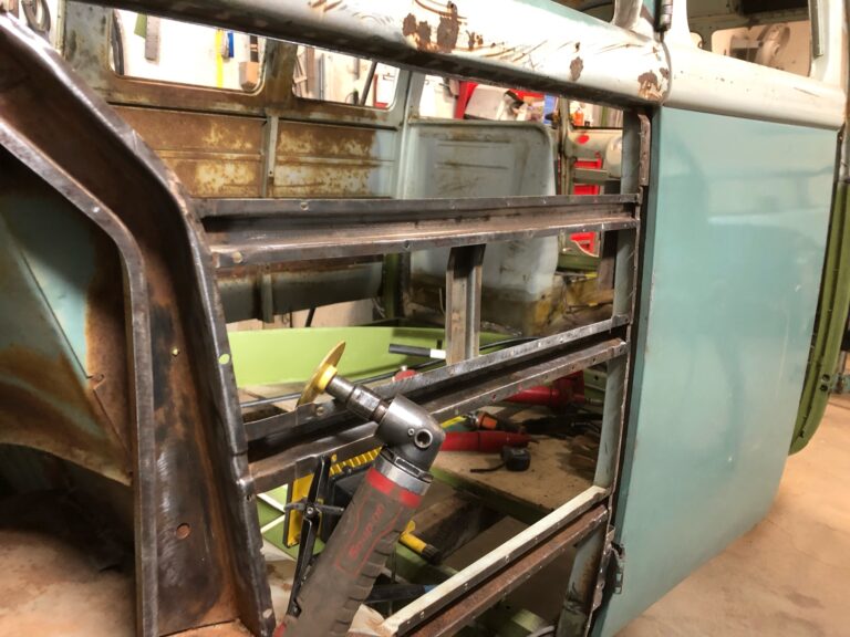 1962 15 window vw deluxe bus metal work continues silver lining auto restoration oregon