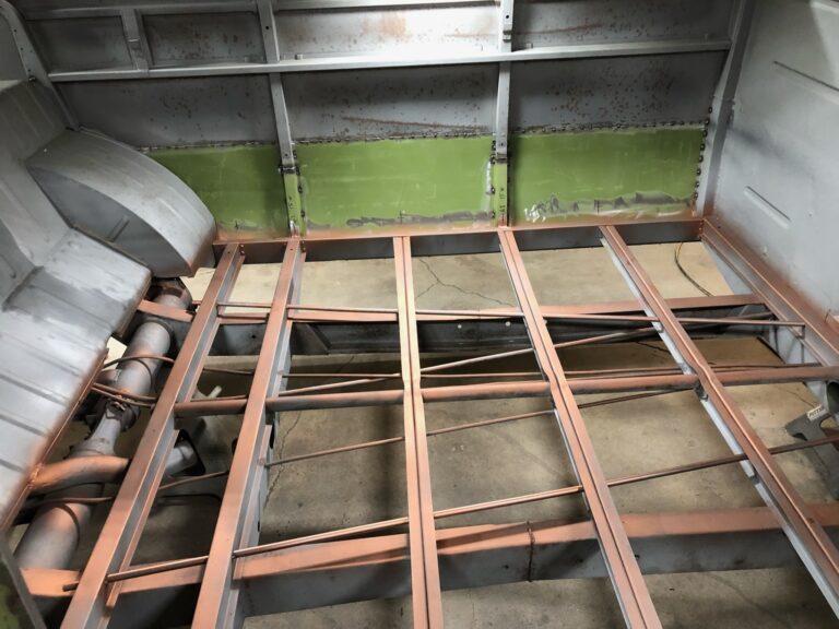 1962 15 window vw deluxe bus main floor replacement and continued metal work silver lining auto restoration