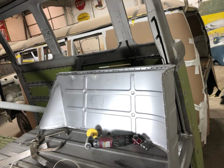 1962 15 window vw deluxe bus inner panel replacement and continued metal work silver lining auto restoration