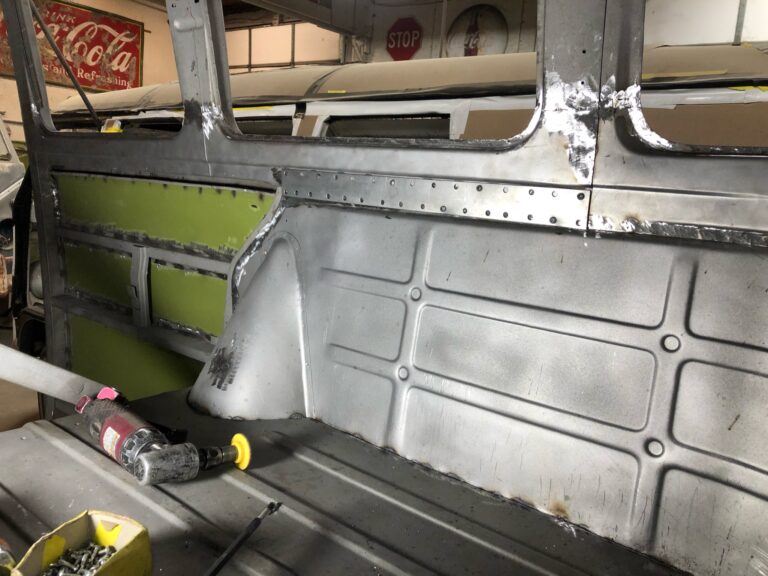 1962 15 window vw deluxe bus inner panel replacement and continued metal work silver lining auto restoration
