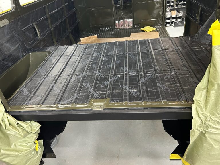 1962 15 window deluxe vw bus sound deadening silver lining auto restoration oregon