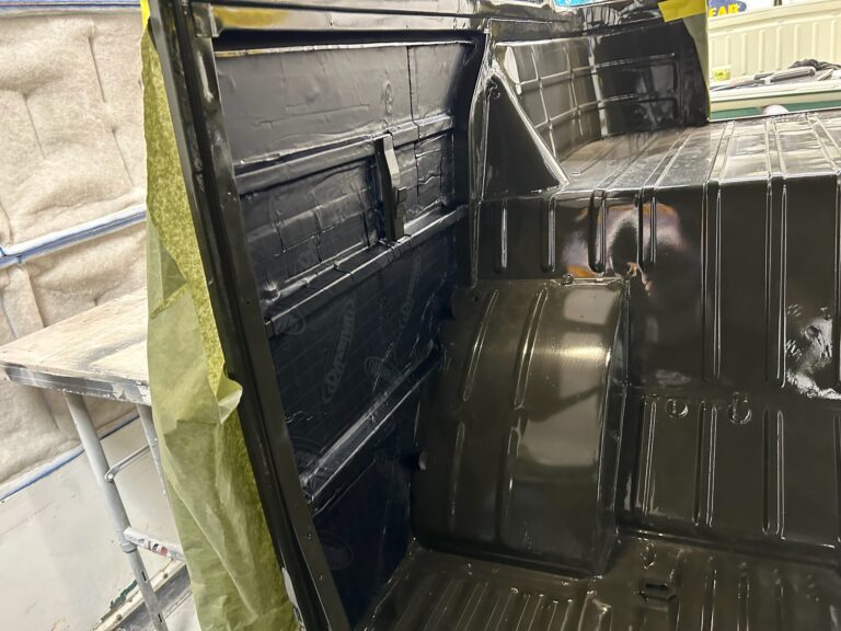 1962 15 window deluxe vw bus sound deadening silver lining auto restoration oregon