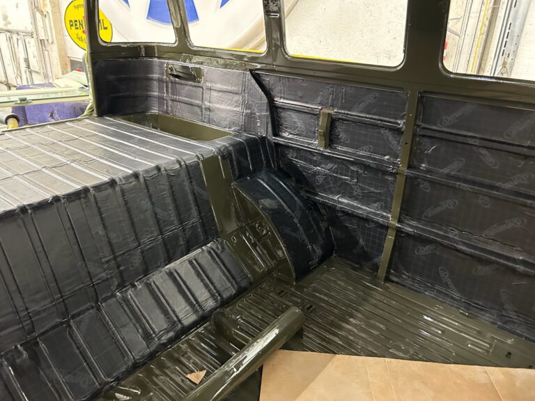 1962 15 window deluxe vw bus sound deadening silver lining auto restoration oregon