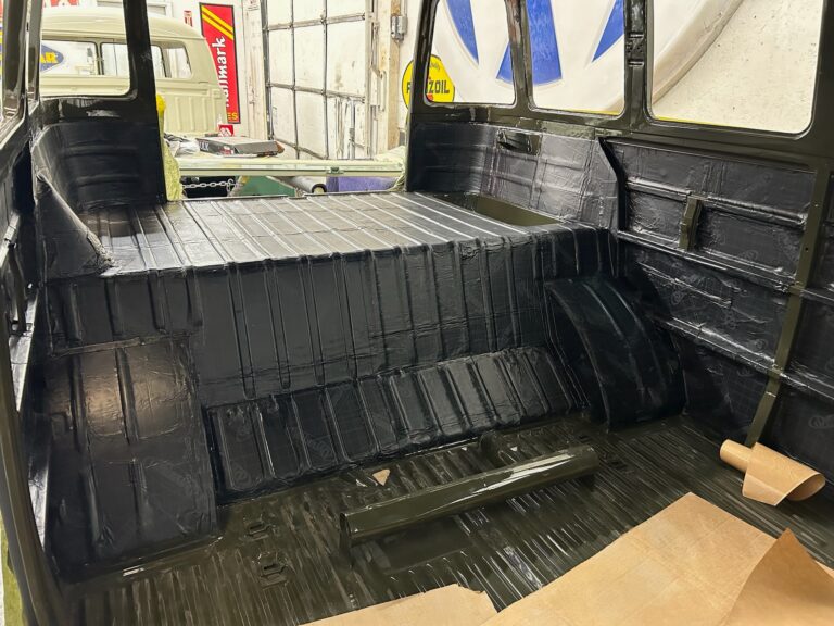 1962 15 window deluxe vw bus sound deadening silver lining auto restoration oregon