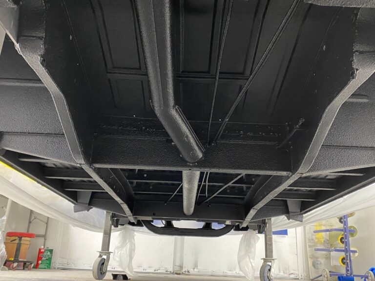 1962 15 window deluxe vw bus restoration undercarriage texture coat silver lining auto restoration