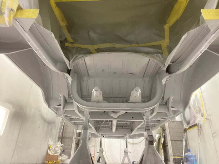 1962 15 window deluxe vw bus restoration undercarriage texture coat silver lining auto restoration