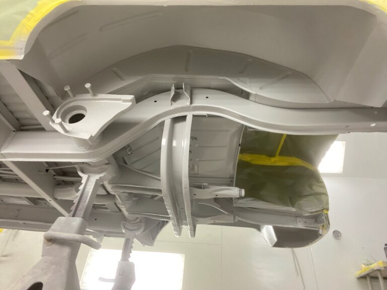 1962 15 window deluxe vw bus restoration undercarriage texture coat silver lining auto restoration