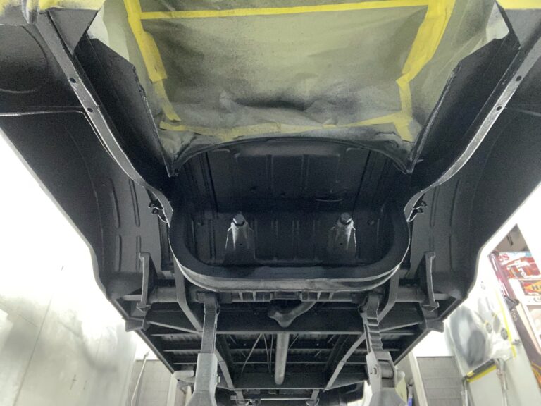 1962 15 window deluxe vw bus restoration undercarriage texture coat silver lining auto restoration