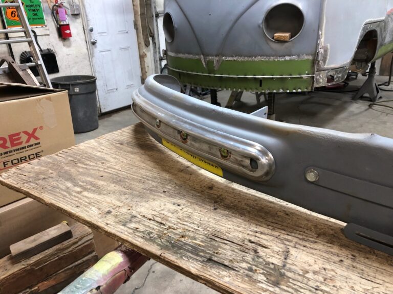 1954 23 window deluxe vw bus final metal work silver lining auto restoration