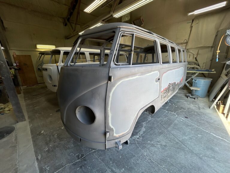 1954 23 window deluxe vw bus final metal work silver lining auto restoration