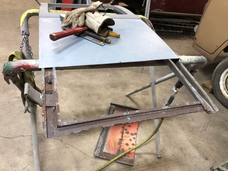 1954 23 window deluxe vw bus final metal work silver lining auto restoration