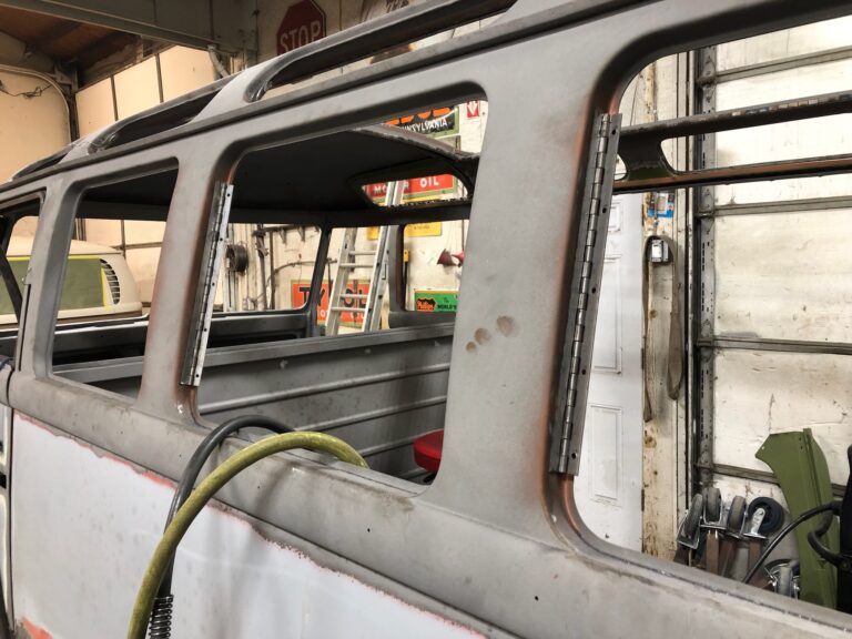 1954 23 window deluxe vw bus final metal work silver lining auto restoration