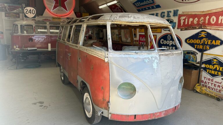 1963 23 window deluxe vw bus arrival at shop silver lining auto restoration
