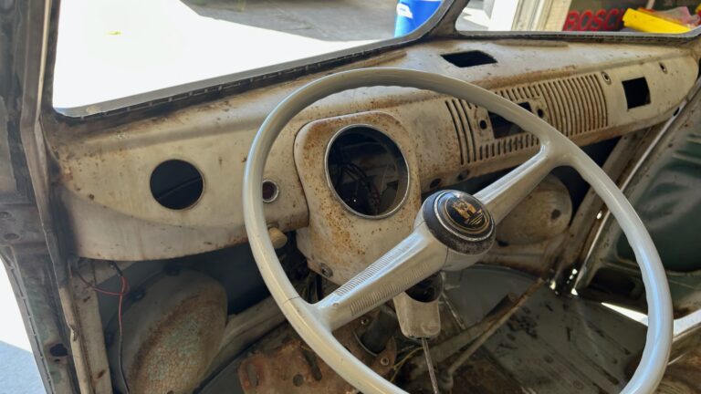 1963 23 window deluxe vw bus arrival at shop silver lining auto restoration