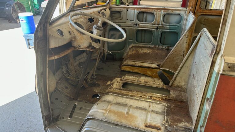 1963 23 window deluxe vw bus arrival at shop silver lining auto restoration