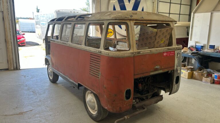 1963 23 window deluxe vw bus arrival at shop silver lining auto restoration