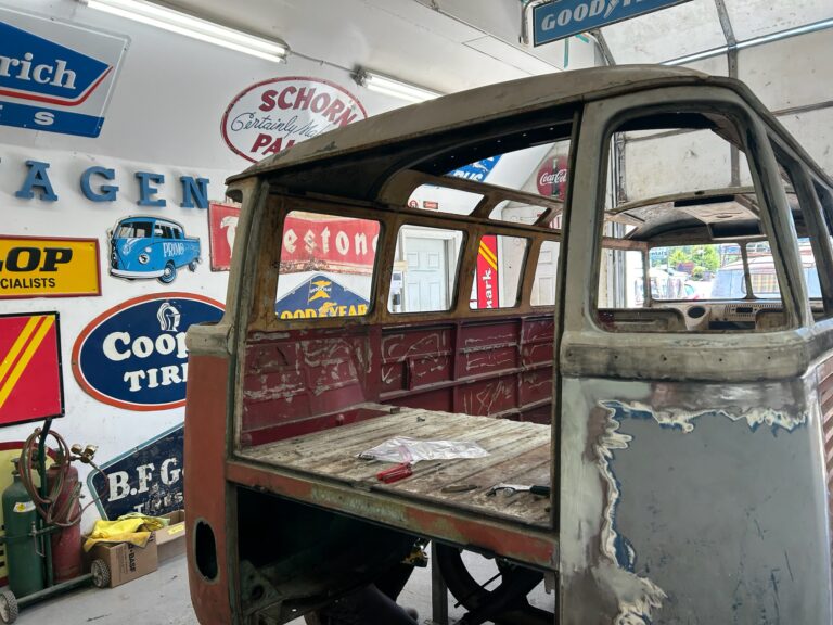 1963 23 window deluxe vw bus tear down silver lining auto restoration