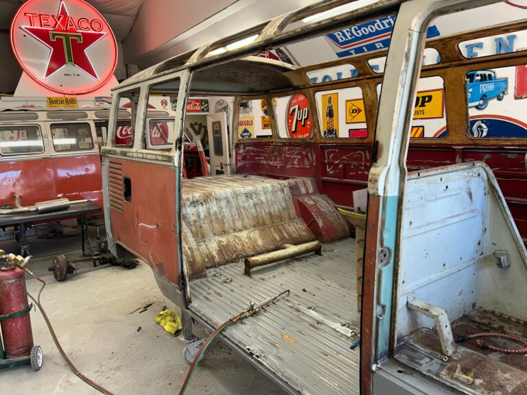 1963 23 window deluxe vw bus tear down silver lining auto restoration