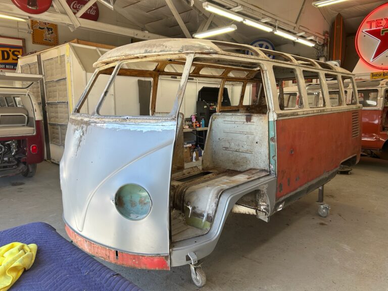 1963 23 window deluxe vw bus tear down silver lining auto restoration