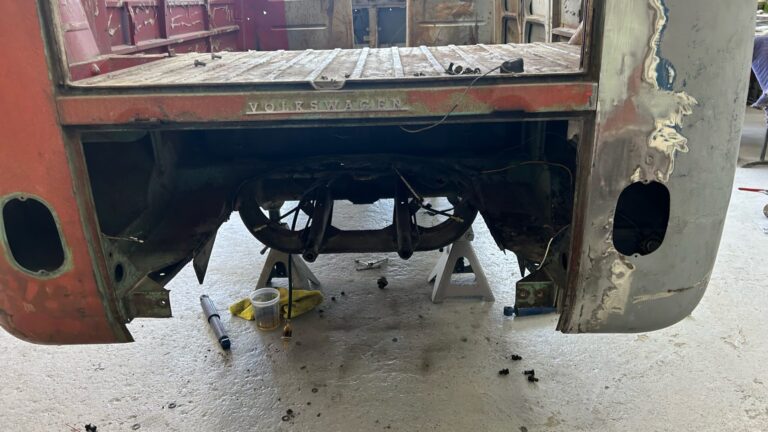 1963 23 window deluxe vw bus tear down silver lining auto restoration