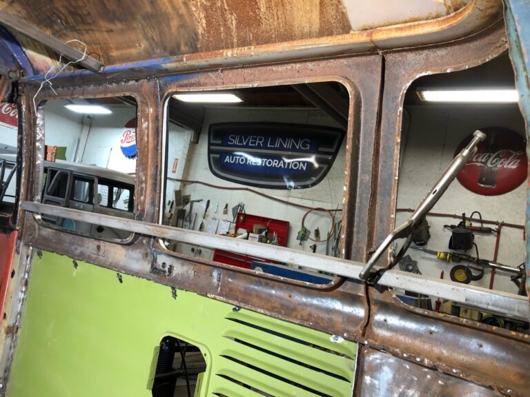 1960 15 window deluxe vw bus rust repair and metal work continues silver lining auto restoration