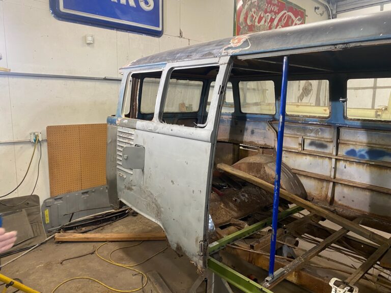 1960 15 window deluxe vw bus rust repair and metal work starts silver lining auto restoration